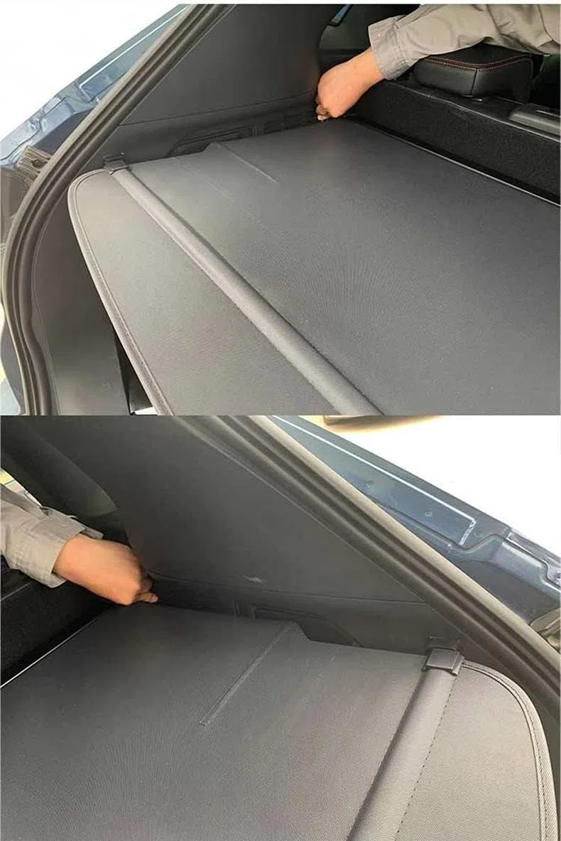 ELNas Retrattile Auto Bagagli Protezione Coperchio per Ford Escape Kuga 2020 2021, Portabagagli Posteriore Tronco Privacy Cappelliera Pacco Ripiano Cargo Cover,B Black