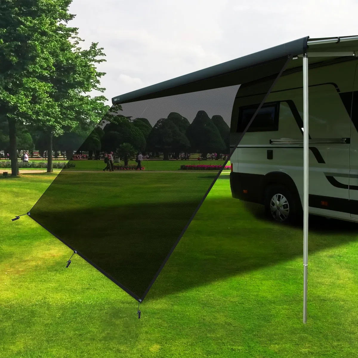 Parete frontale per tenda da sole,Parete frontale per tenda da sole permeabile al vento,Protezione dal sole e dal calore,Tendalini con blocco vista all'86%,per roulotte,camper - 2,43 (A) x 3,05 m (L)