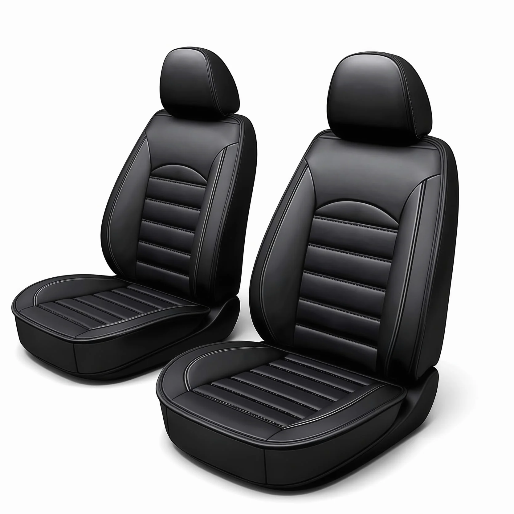 Coprisedili auto sedile anteriore set da 2 pezzi coprisedili auto in pelle universali per Mercedes Benz Classe B, Classe C, Classe E, GLB, GLK, GLC, GLE (nero)