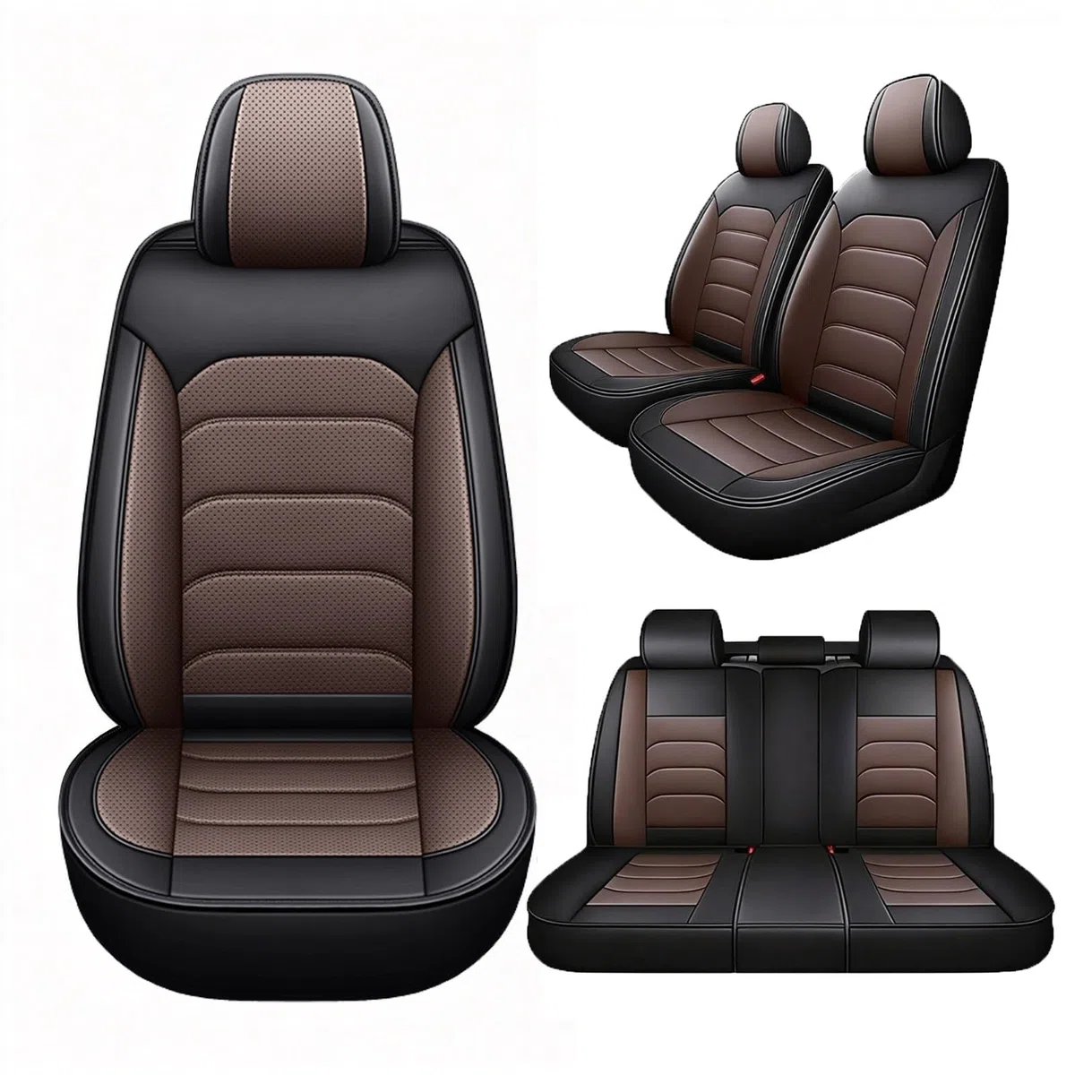 FIENZA Coprisedili per Dacia Duster 2026 5 Posti Universali Auto Accessori,Similpelle Impermeabile Copri Sedili Auto Traspirante Anti-graffio,Compatibili Airbag Laterali,Facile Installazione(Marrone)