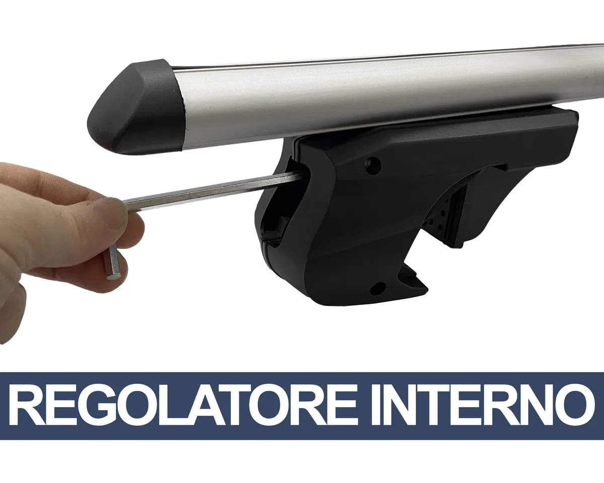 Auto Accessori Lupex - Barre portapacchi universali da 120 cm per tettuccio auto, con serratura antifurto, per binari rialzati con larghezza fino a 105cm - Conf da 2 pezzi, Grigio