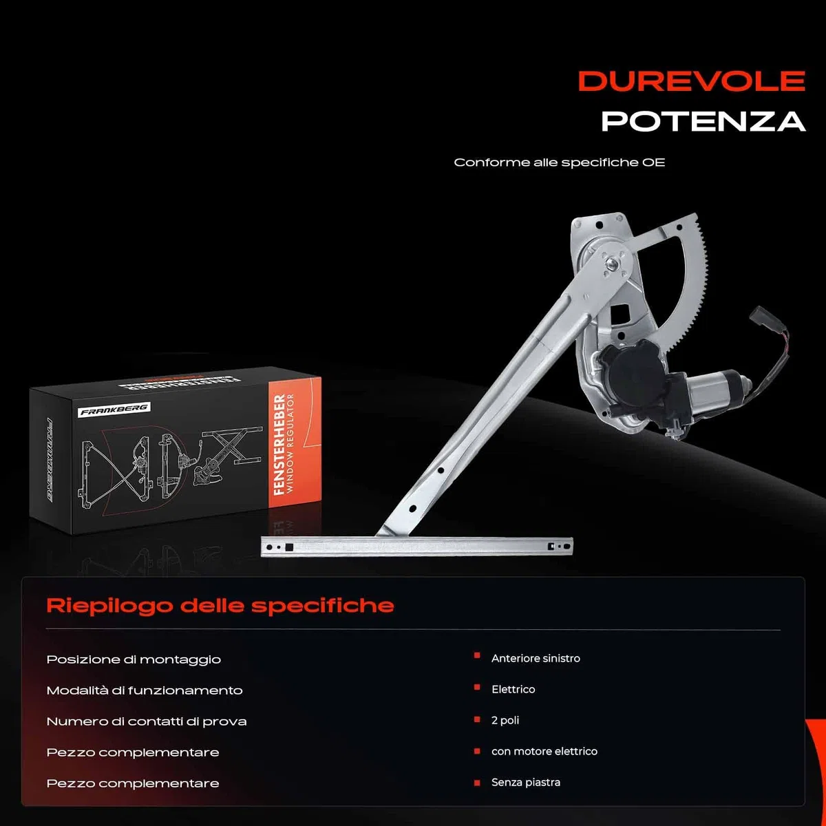 Frankberg Alzacristalli con motore 2/3 porte anteriore sinistro Sostituzione per Transit Bus FD FB FS FZ FC Transit Kasten FA Transit pianale/telaio FM FN tutti i motori 2000-2014 YC15V23201