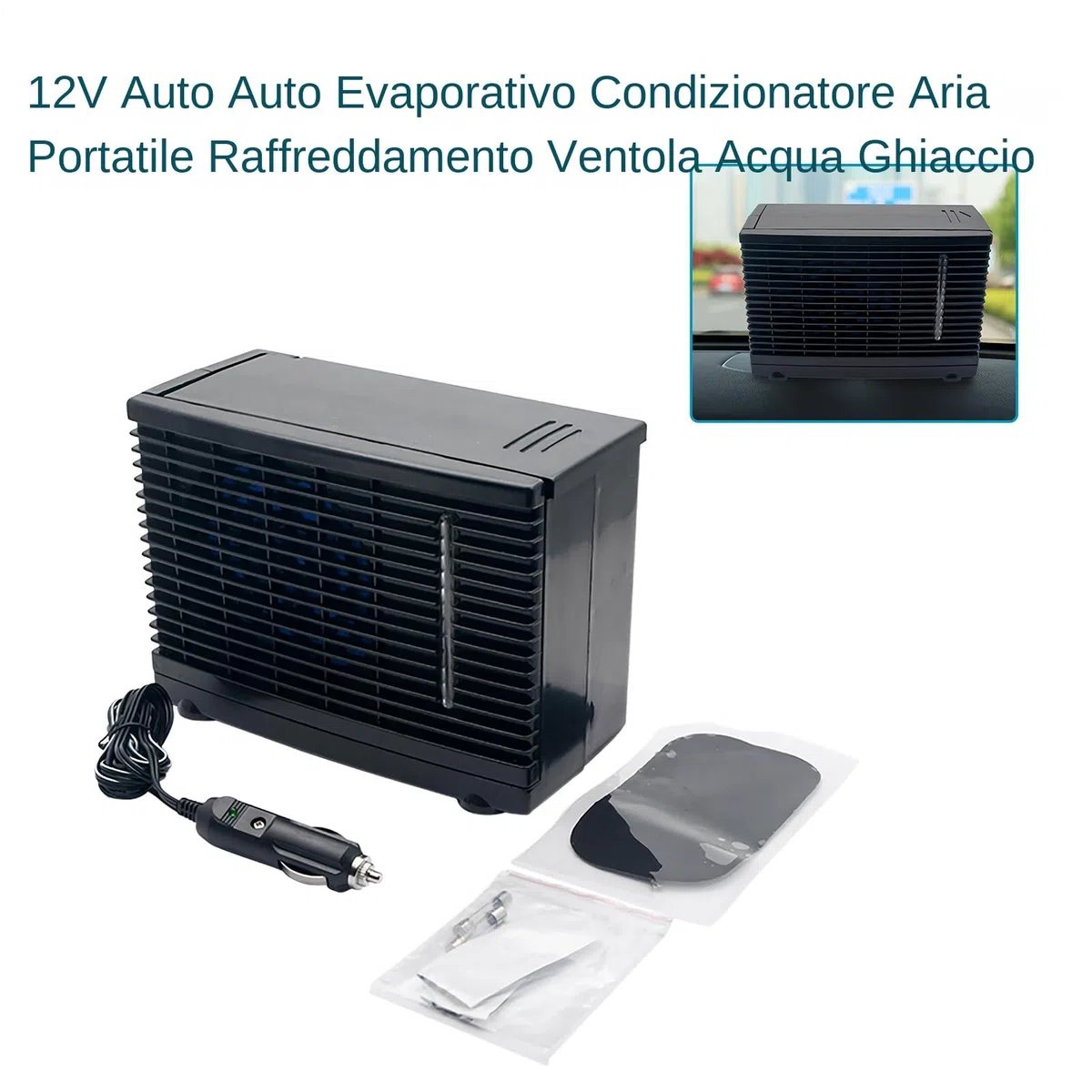 Ventilatore Condizionatore Portatile Auto - Umidificatore Ventilatore Auto - 12V Design con Serbatoio d'Acqua Apparecchio Compatto per Ventilazione per Viaggio Pendolarismo