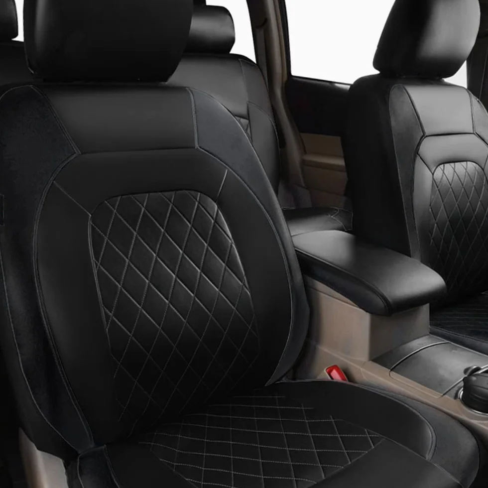 Shkalacar 9 Pezzi Coprisedile per Auto Coprisedile Universale in Pelle PU Set Completo di Accessori Interni per Auto per Veicolo SUV per Auto