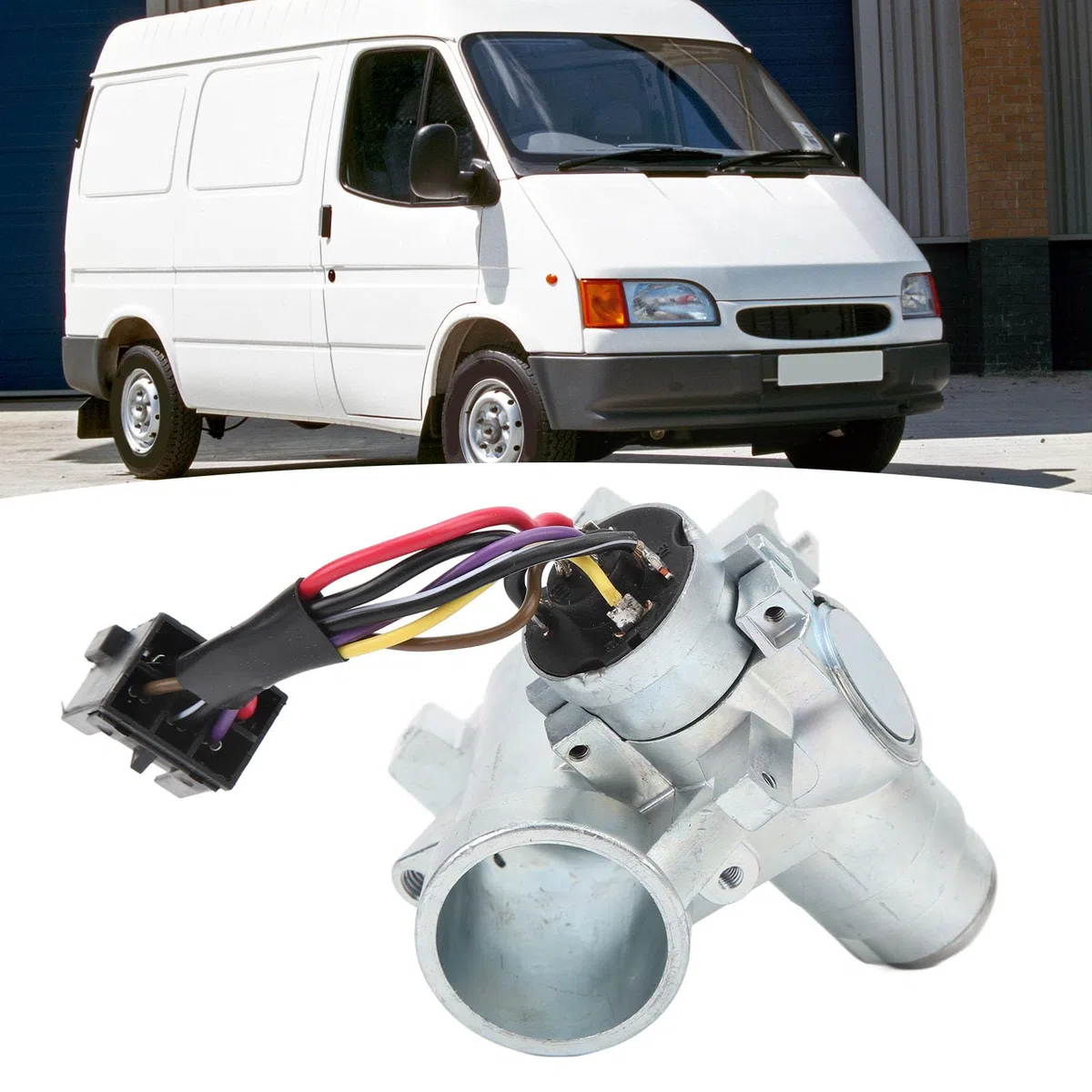Alloggiamento Blocco Accensione Sterzo 1053774 Interruttore di Accensione con 2 Chiavi per TRANSIT MK3 MK4 MK5