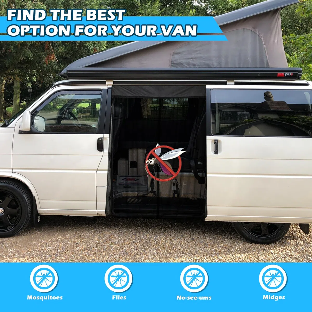 Zanzariera Auto Sostituzione per VW T4 1999-2003, Zanzariera Porta Laterale dell'auto, Rete per Insetti Magnetica a Strato Singolo per Campeggio