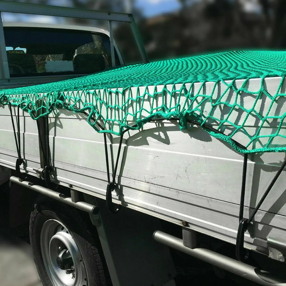Rete di Carico per Cassone di Camion 2,5x3,5 M in Nylon Resistente ai Raggi UV con Ganci e Corda Elastica per Sicurezza Trasporto Pickup e Rimorchi