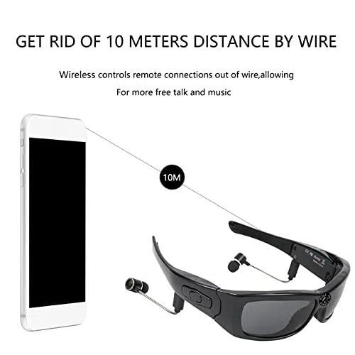 Occhiali da Sole Bluetooth, Videocamera HD 1080P con Lenti Polarizzate, Videoregistratore Wireless per Chiamate Video e Musica, Ideale per Guida