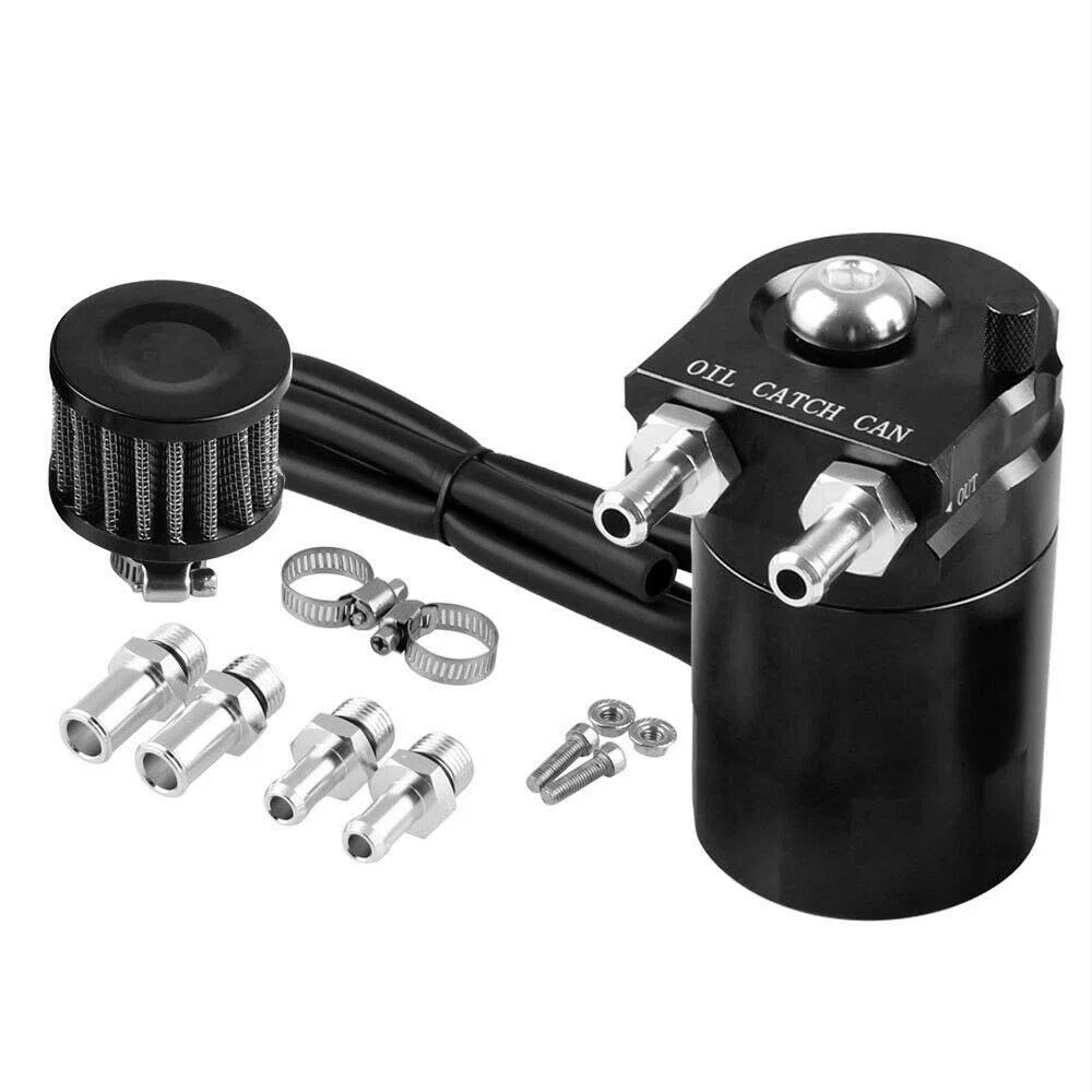 Raccogli olio universale, Riloer 300ml Filtro aria Sfiato motore Separatore olio Serbatoio olio Raccoglitore olio per auto (Argento)