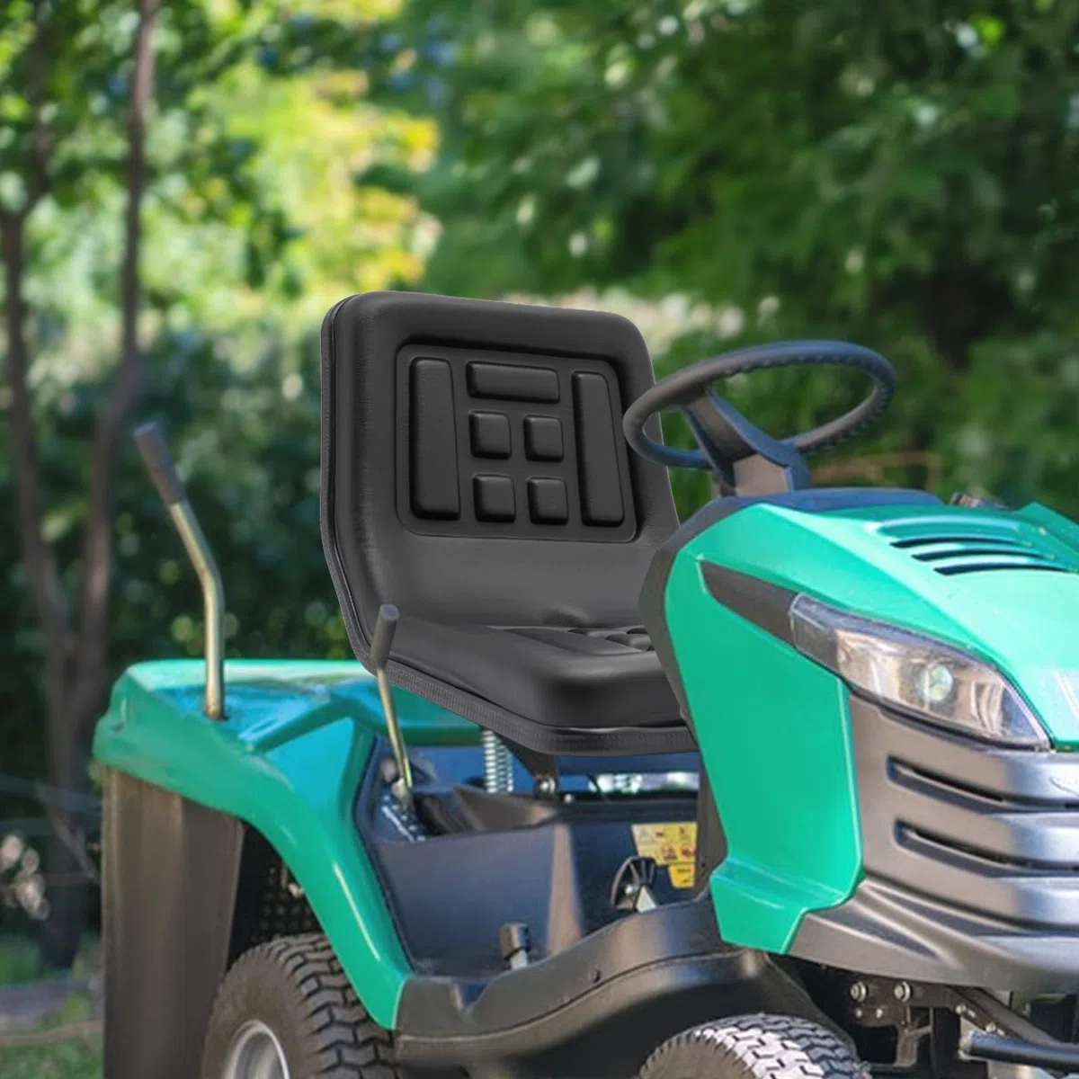 Sedile universale per trattore con schienale, in pelle PVC, impermeabile, nero, adatto per trattore, carrelli elevatori, escavatori, tosaerba, macchine da raccolta, bulldozer e ribaltabile