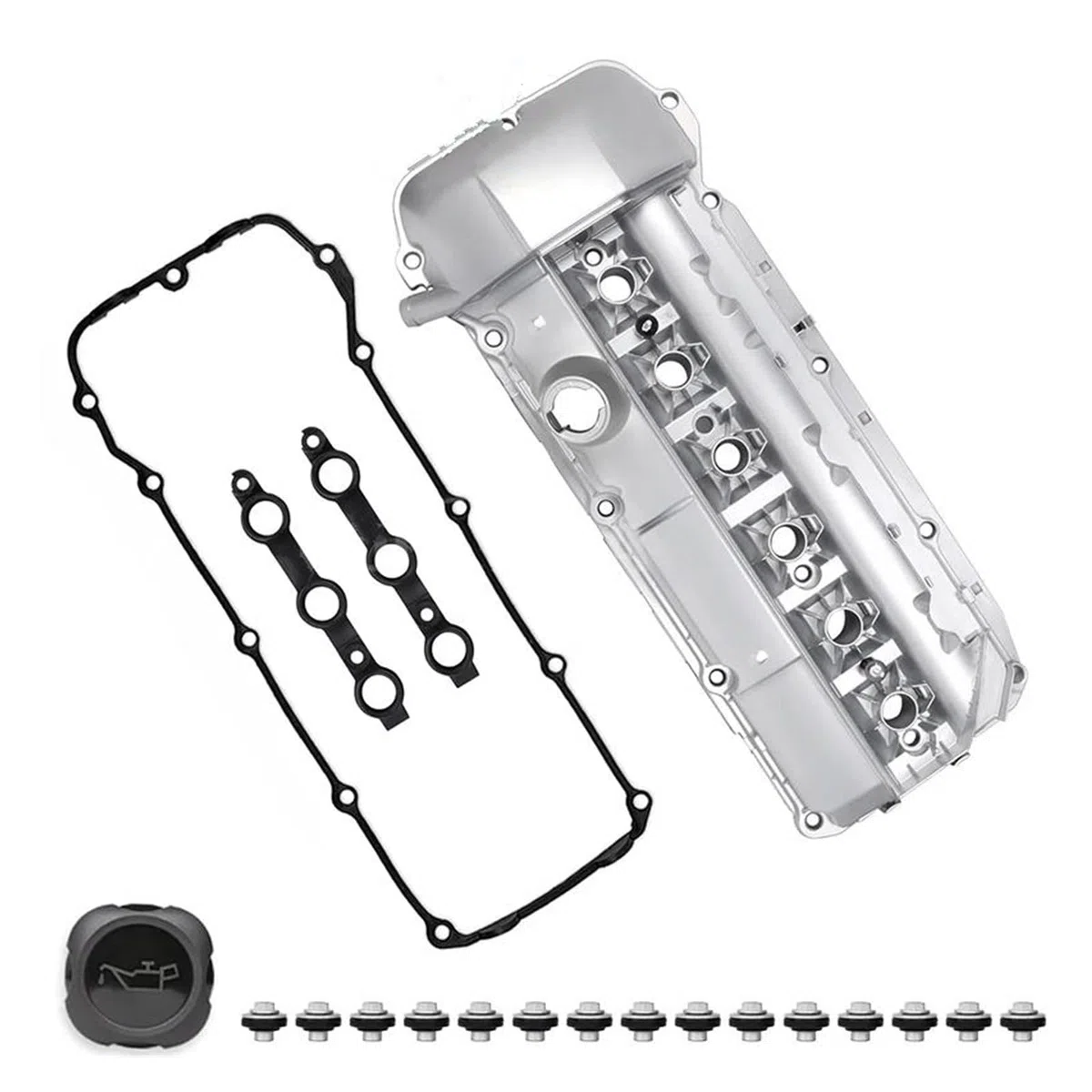 Guarnizione Coperchio Punterie 11127512839 Coperchio Valvola A Bilanciere Motore In Alluminio Con Guarnizioni Bulloni Per BMW E46 E39 E60 E83 E53 X3 X5 Z4 325i 330i 525i 2002-2006