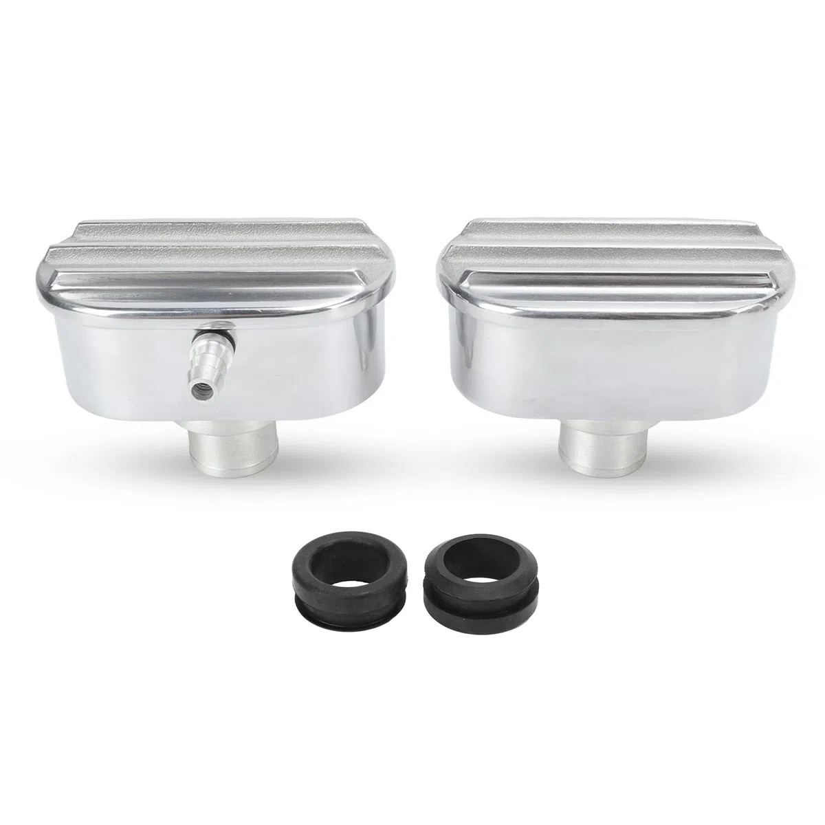 Sorandy Kit di Sfiato del Coperchio della Valvola in Alluminio, Design Alettato Lucidato, Sostituzione per le Prestazioni del Motore, 4 X 2-1/4 X 2 Pollici, Include Anelli di Tenuta