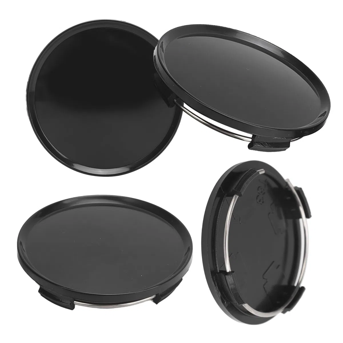 Tissting 4 Pezzi Tappi Coprimozzo, OD 63mm ID 58mm Coprimozzo Ruota Centrale ABS Plastica Nero Universale Auto Coprimozzo Copri Auto Accessori