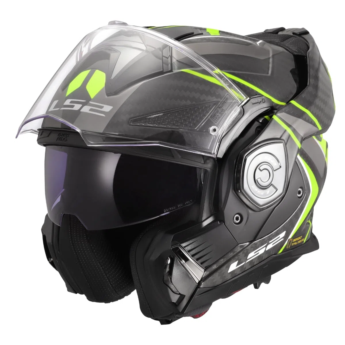 LS2, Casco Moto Modulare ADVANT X CARBON FUTURE II Gloss H-V Yellow, L
