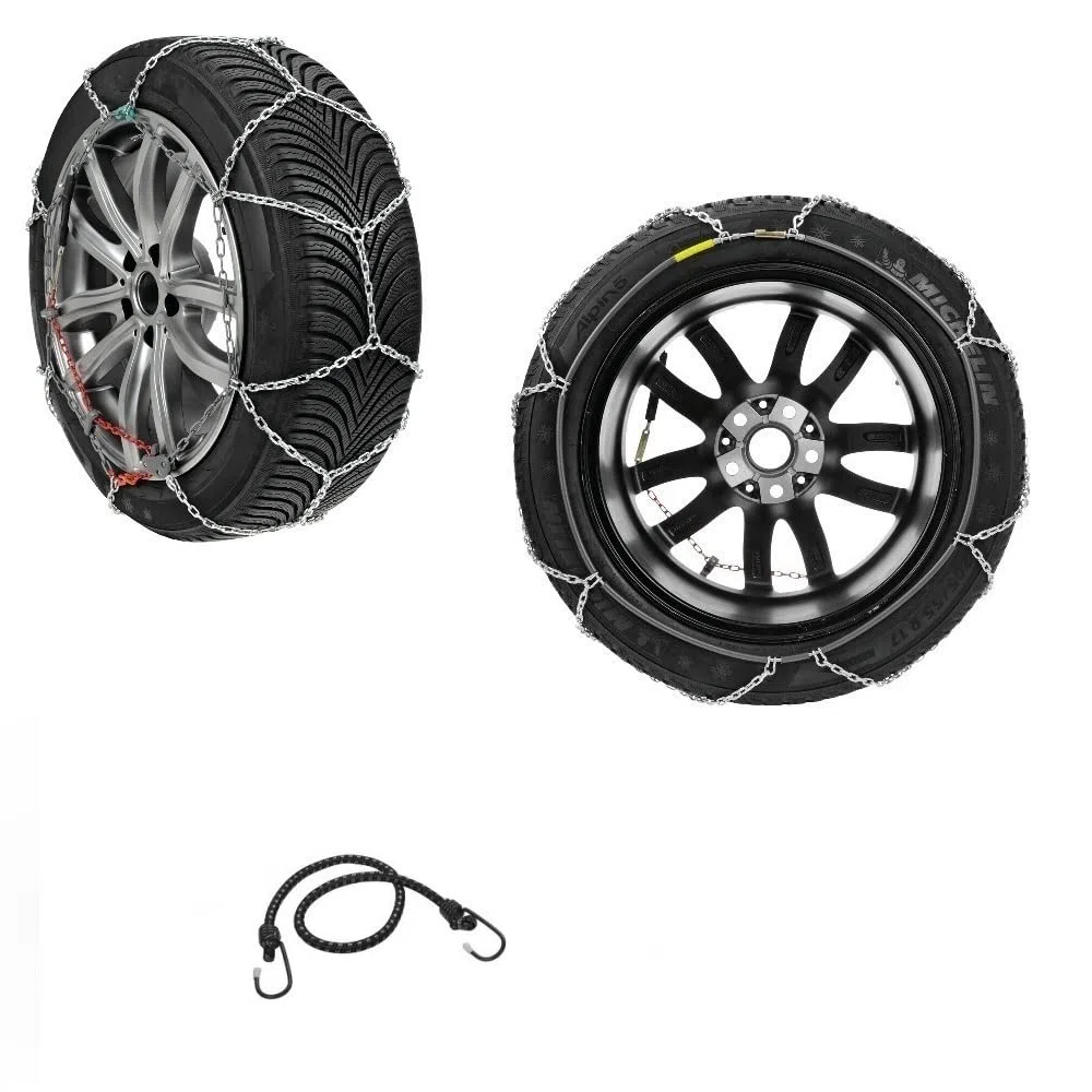 CATENA DA NEVE PER AUTO RUOTA 165 14" CERCHIO 14" COPPIA DI CATENE PER PNEUMATICI AUTO MAGLIA 9MM OMOLOGATE SU STRADA GHIACCIO CAVO IN ACCIAIO ANTIRUGGINE