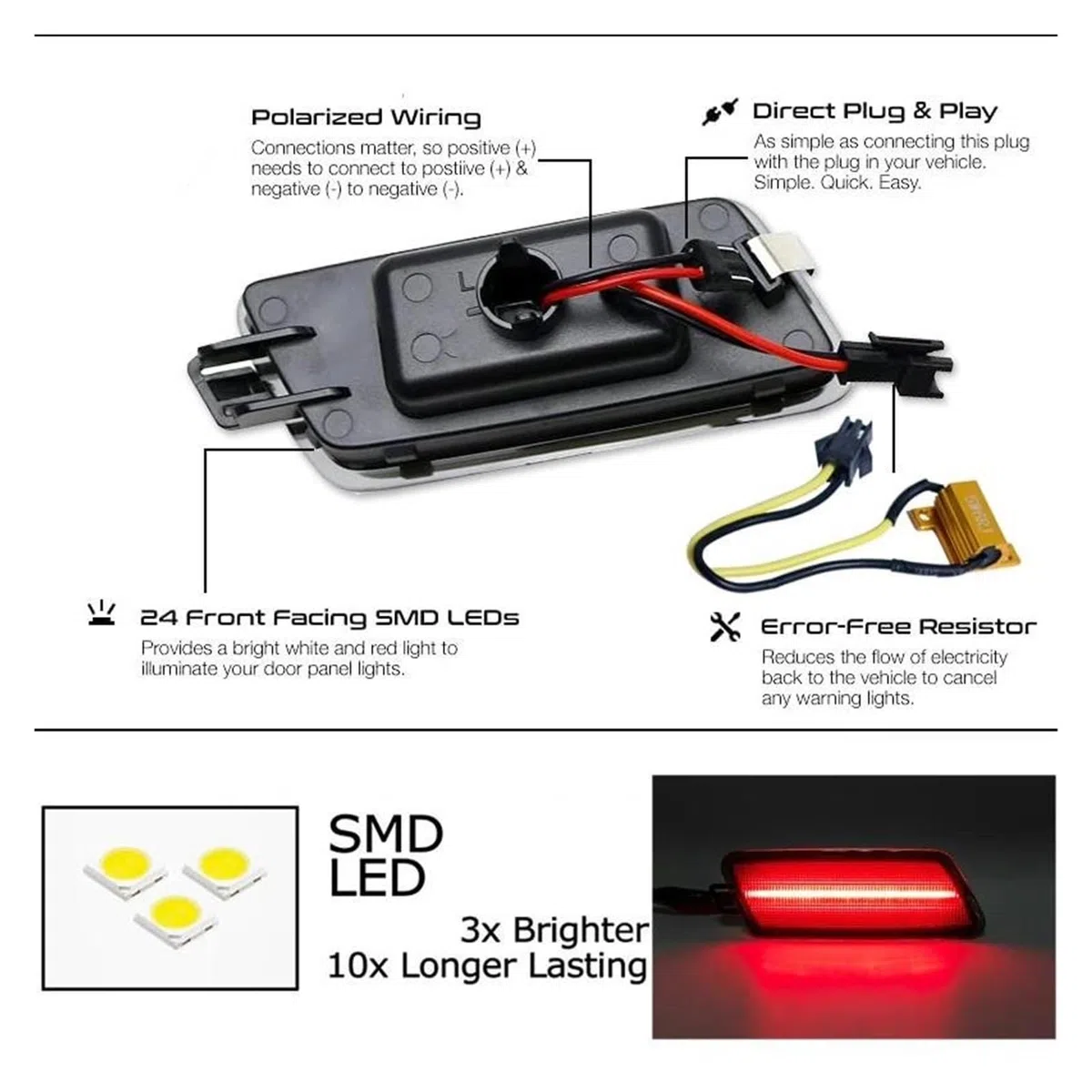 Generico Frecce Laterali Luce posizione laterale T10 LED ambra/rossa per A7 S7 RS7 2012-2018 Indicatori di direzione DRL Lampade laterali Luci Led(4pc Amber Red)
