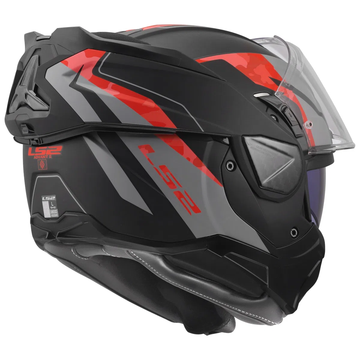 LS2, Casco Moto Modulare ADVANT II GLIDE Black Grey Red, M