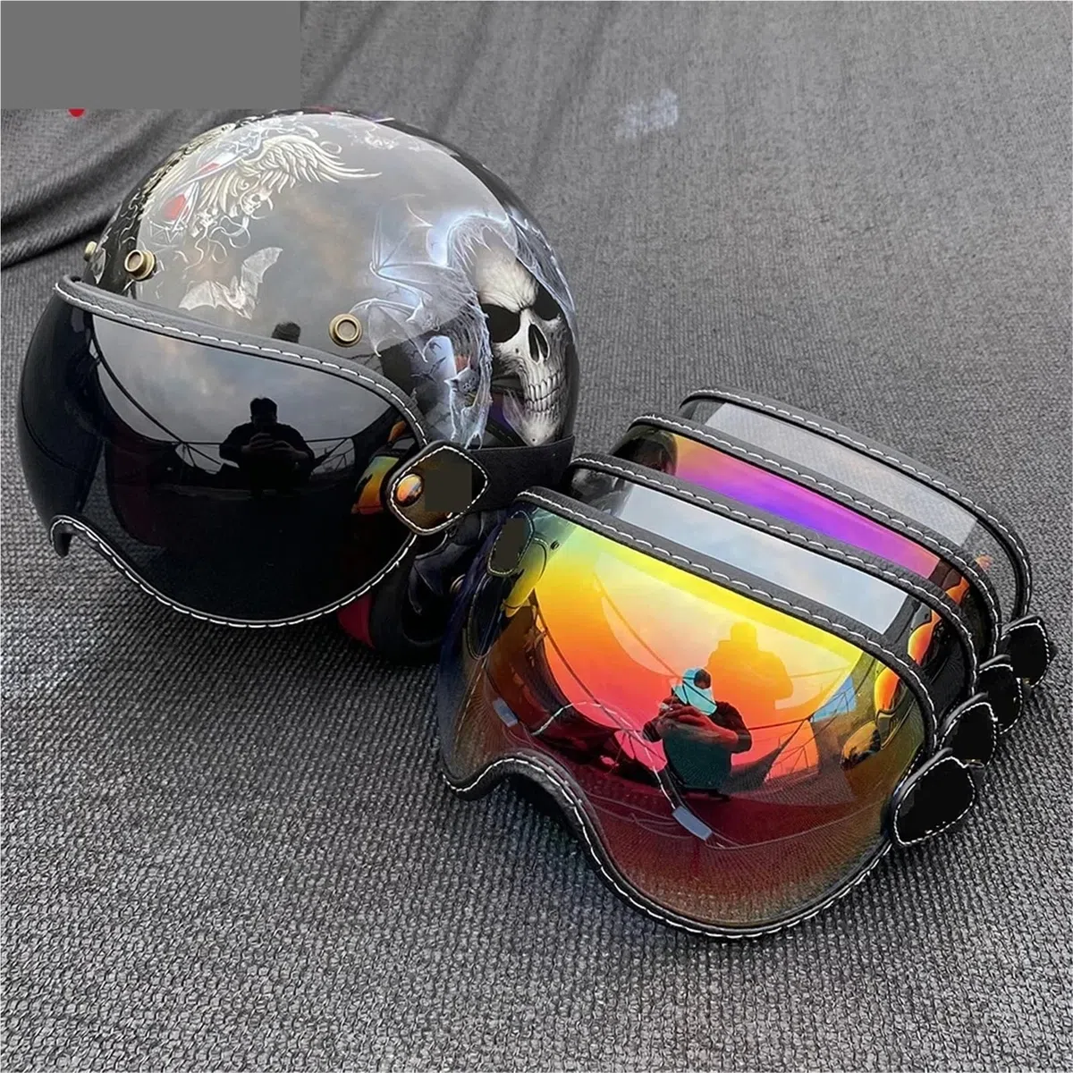 Visiera per casco Occhiali da moto Caschi semi-facciali Visiera a bolla Motociclismo Anti-UV Parabrezza Casco aperto colorato Lente protezione antipioggia antigraffio(Clear)
