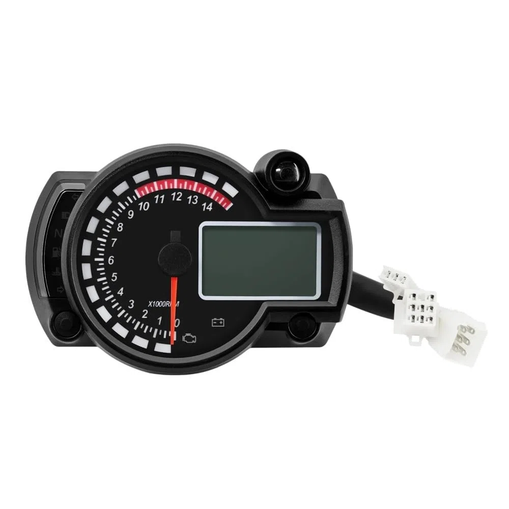 Contachilometri Universale Moto Cruscotto Digitale Del Motociclo Contachilometri Tachimetro Strumento Misuratore Regolabile 0-299 KM/H 7 colori Retroilluminazione