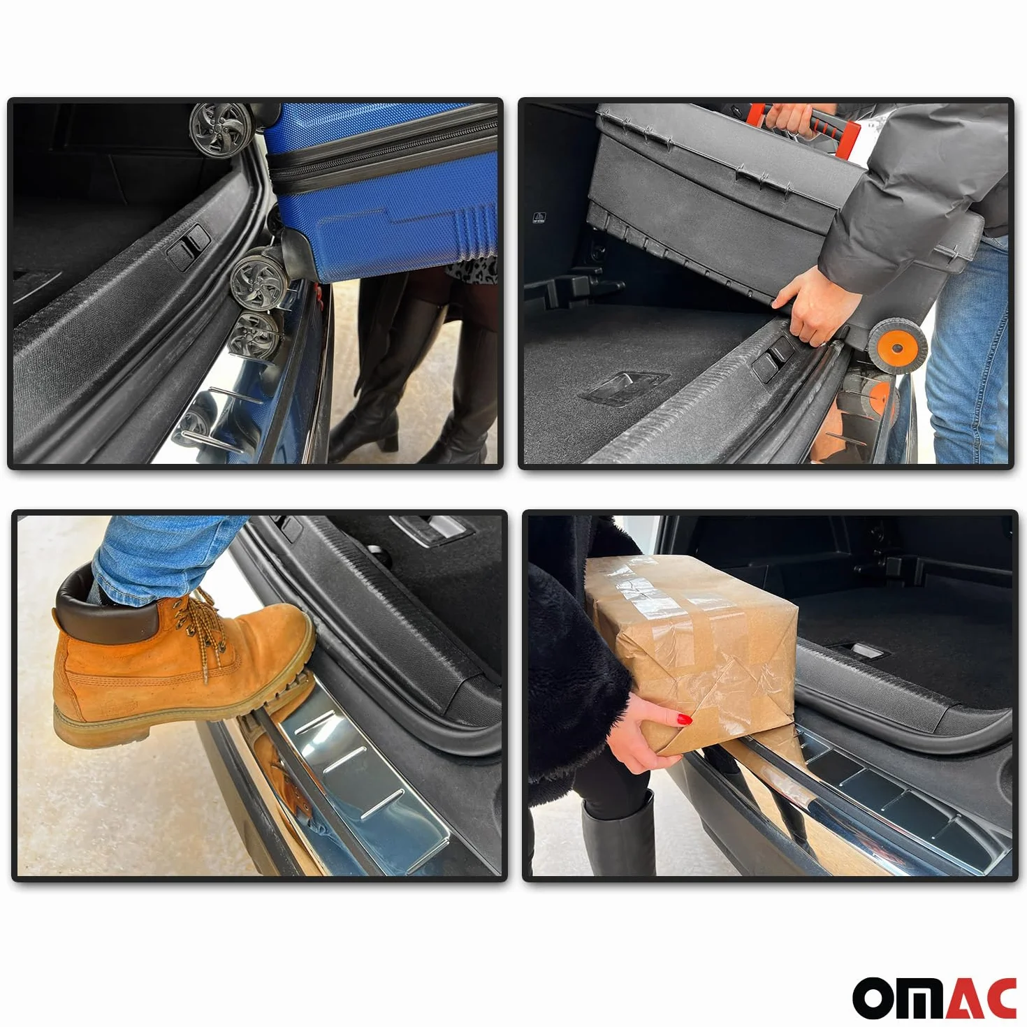OMAC Protezione Soglia Baule Protezione Paraurti compatibile con VW T7 Multivan 2021-2026 Cromato Acciaio Inox Argento