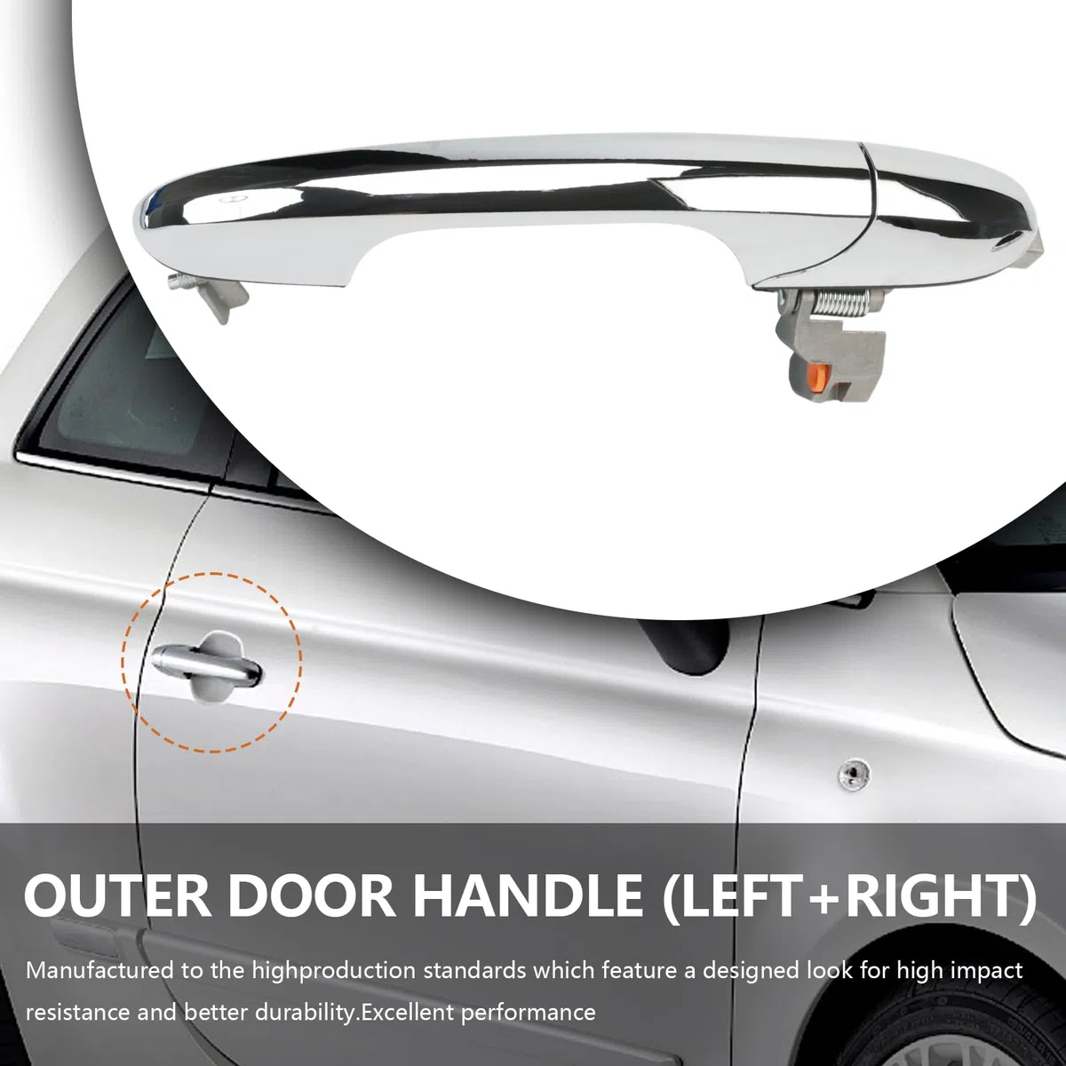 KASturbo Maniglia per porta esterna cromata fuorigioco destro e lato passeggero sinistro, adatta per Fiat 500 2007-2020, Abarth 500 2008-2020 Sostituire 735485876 735485875