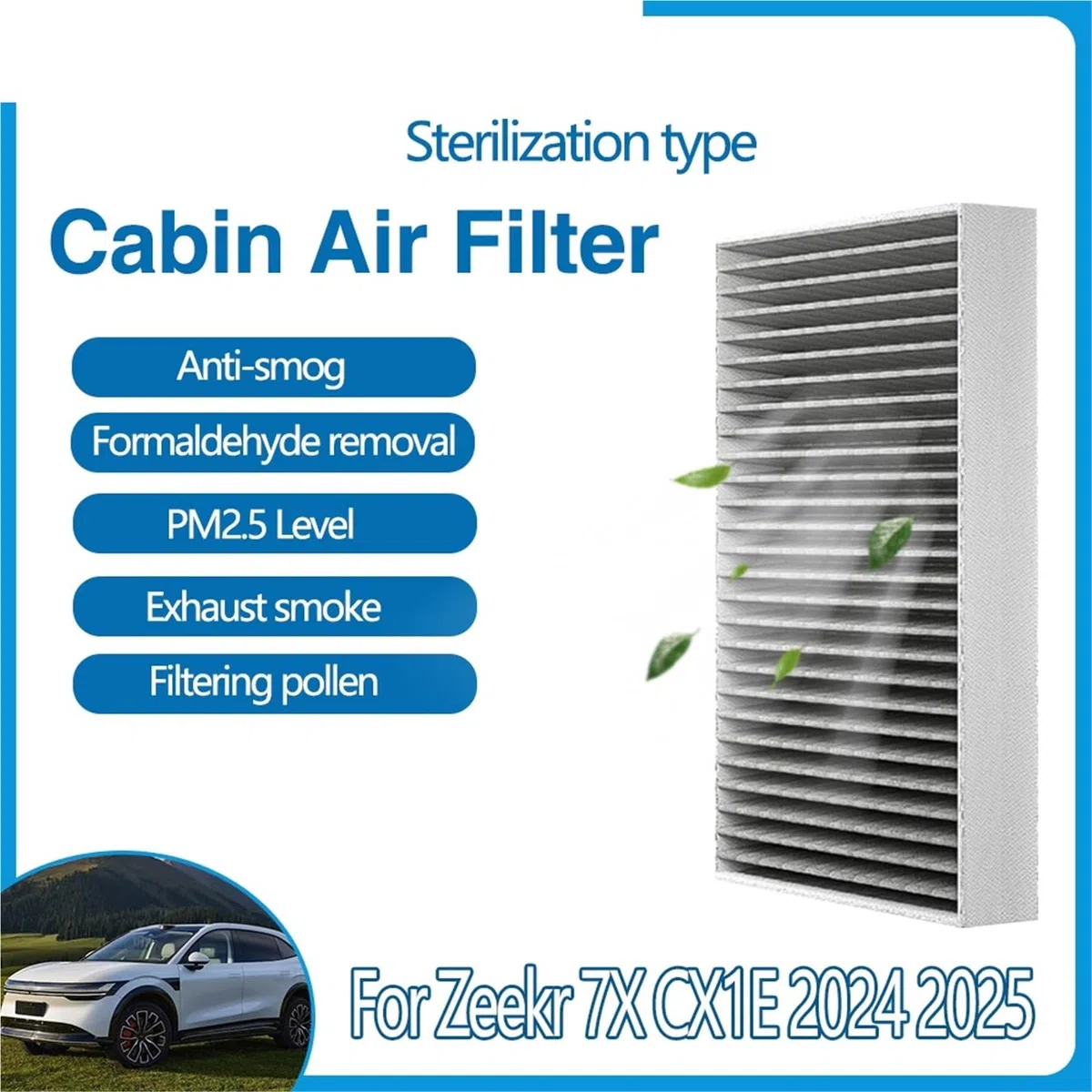 Filtro aria abitacolo auto adatto per Zeekr 7X CX1E 2024 2025 Accessori Filtro aria abitacolo antipolline auto Carbone attivo PM2.5 Filtro Abitacolo ai Carboni Attivi Filtro aria cab