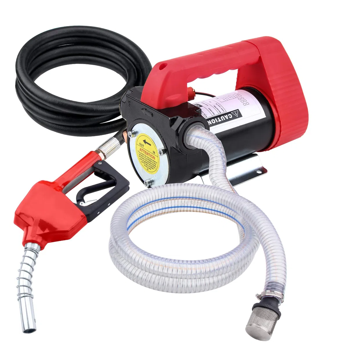 DOCAS 12V 175W Pompa Travaso per Diesel 45L/min, elettrica pompa,pompa di aspirazione dell'olio con Pistola, Filtro e Tubi per Diesel Kerosene