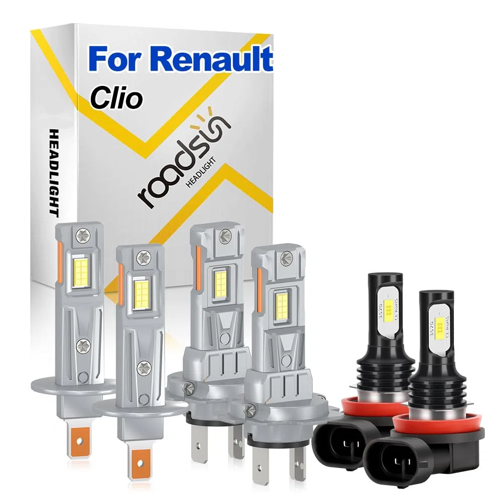 Kit Lampadine LED Auto, 20000LM, 6000K Bianco, Abblaglianti H1, Anabbaglianti H7, Fendinebbia H11, Lampadine alogene a LED per la guida notturna, For Renault Clio 2001-2002
