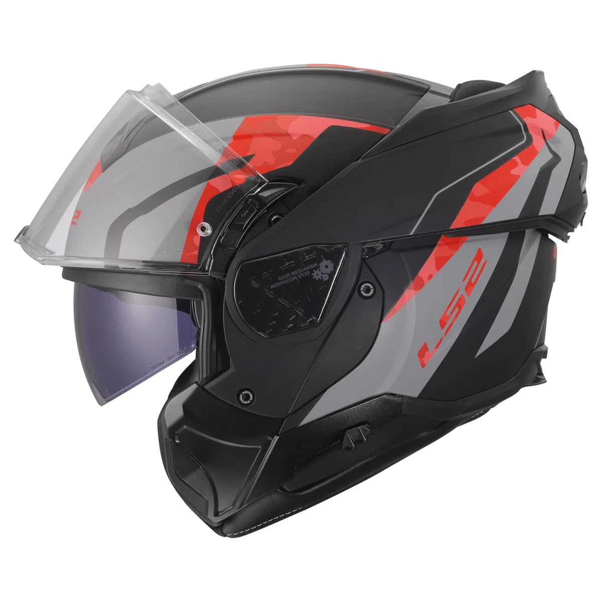 LS2, Casco Moto Modulare ADVANT II GLIDE Black Grey Red, M