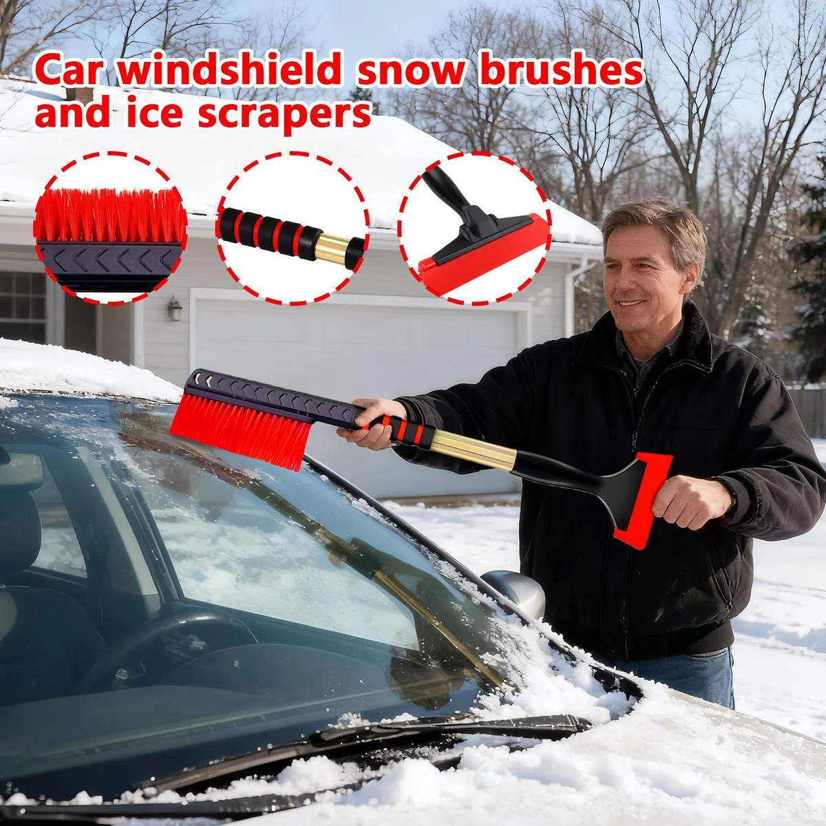 Raschia Neve Per Auto Pala a Doppia Testa Estendibile | Raschiatori Per Ghiaccio Telescopici Per Parabrezza Auto Per Parabrezza SUV Camion Sedan RV Clima Freddo Pulizia Detailing