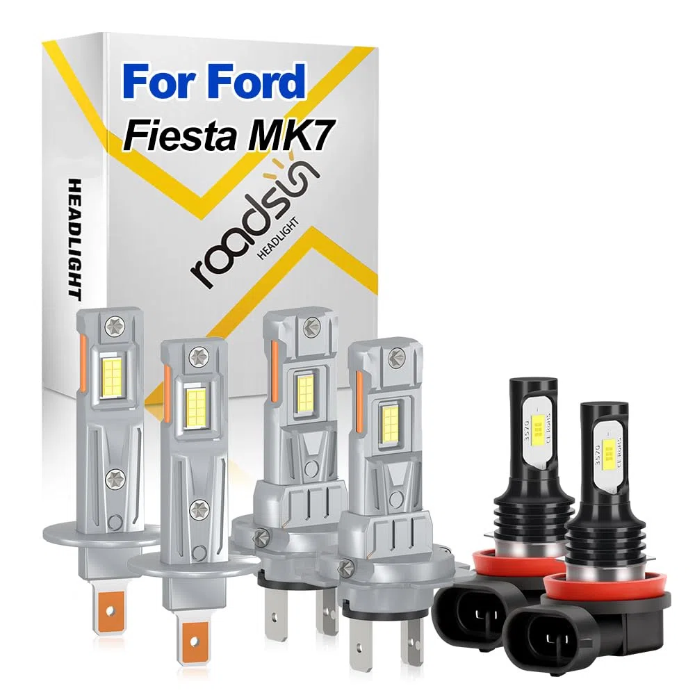 Kit Lampadine LED Per Auto, 120W, 6000K Bianco, Abblaglianti H1, Anabbaglianti H7, Fendinebbia H11, Le migliori lampadine LED, Design OEM per sostituzione diretta, For Ford Fiesta MK7 2008-2017