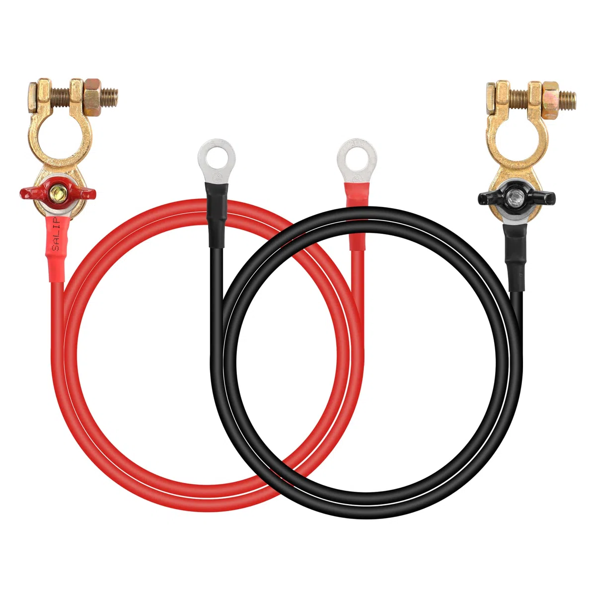 CERRXIAN 1 coppia di connettori terminali batteria, cavi da 10AWG, conduttori in lega di rame rosso e nero, morsetti con attacco a dado M8 per auto, marino, solare, camper, moto