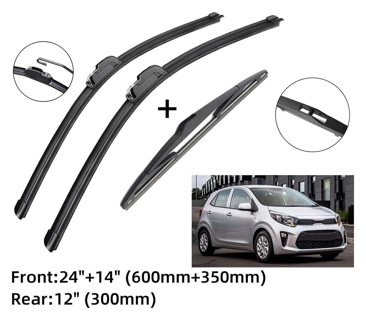 Parabrezza Tergicristalli Per KIA Per Picanto TA MK2 Hatchback 2011-2017 Spazzole Tergicristallo Posteriori Accessori J Gancio Parabrezza Spazzole Tergicristallo Per Auto