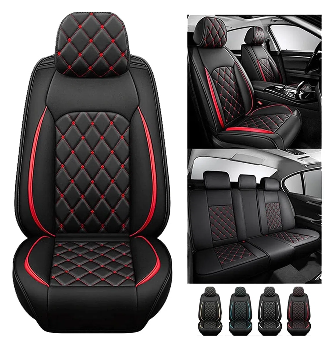 Coprisedili in Pelle Per Dacia Sandero Stepway 5 Places Duster 2000-2023 | Universale Auto Tessuto Traspirante | Impermeabile Traspiranti