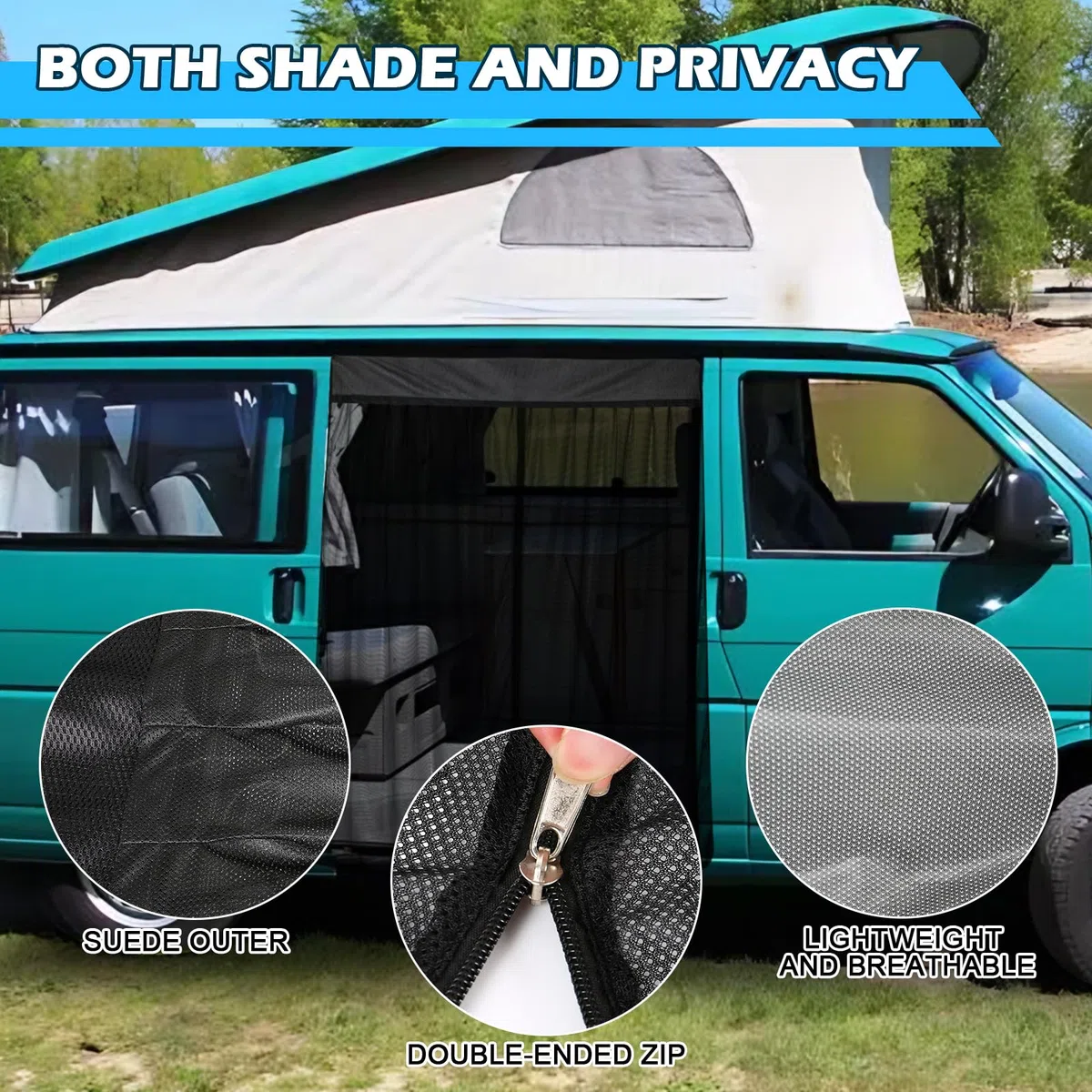 Zanzariera Auto Sostituzione per VW T4 1999-2003, Zanzariera Porta Laterale dell'auto, Rete per Insetti Magnetica a Strato Singolo per Campeggio