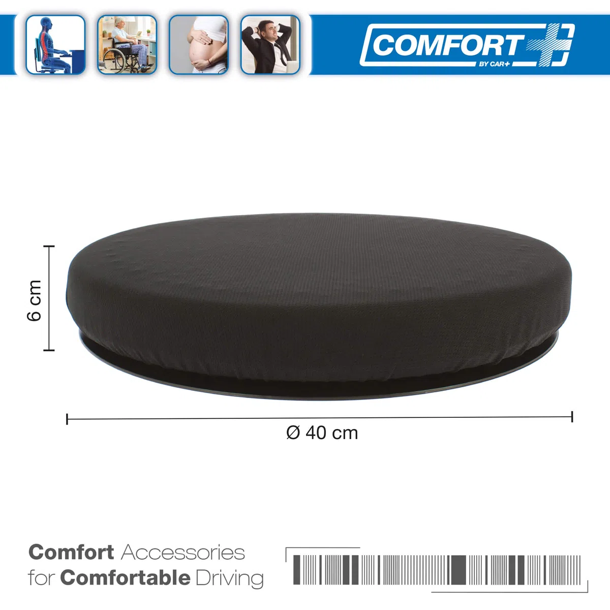 S SUMEX RK19009 - Cuscino rotondo girevole a 360 gradi, con gel e memory foam per auto, ufficio e tutti i tipi di sedili,