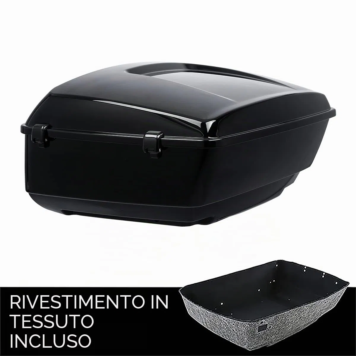 XMT-MOTO King Tour Trunk + schienale avvolgente + 2 rack di montaggio + portapacchi superiore + piastra di base nera adatta per Harley Touring Road King Street Electra Glide Ultra-Classic 2014-2025