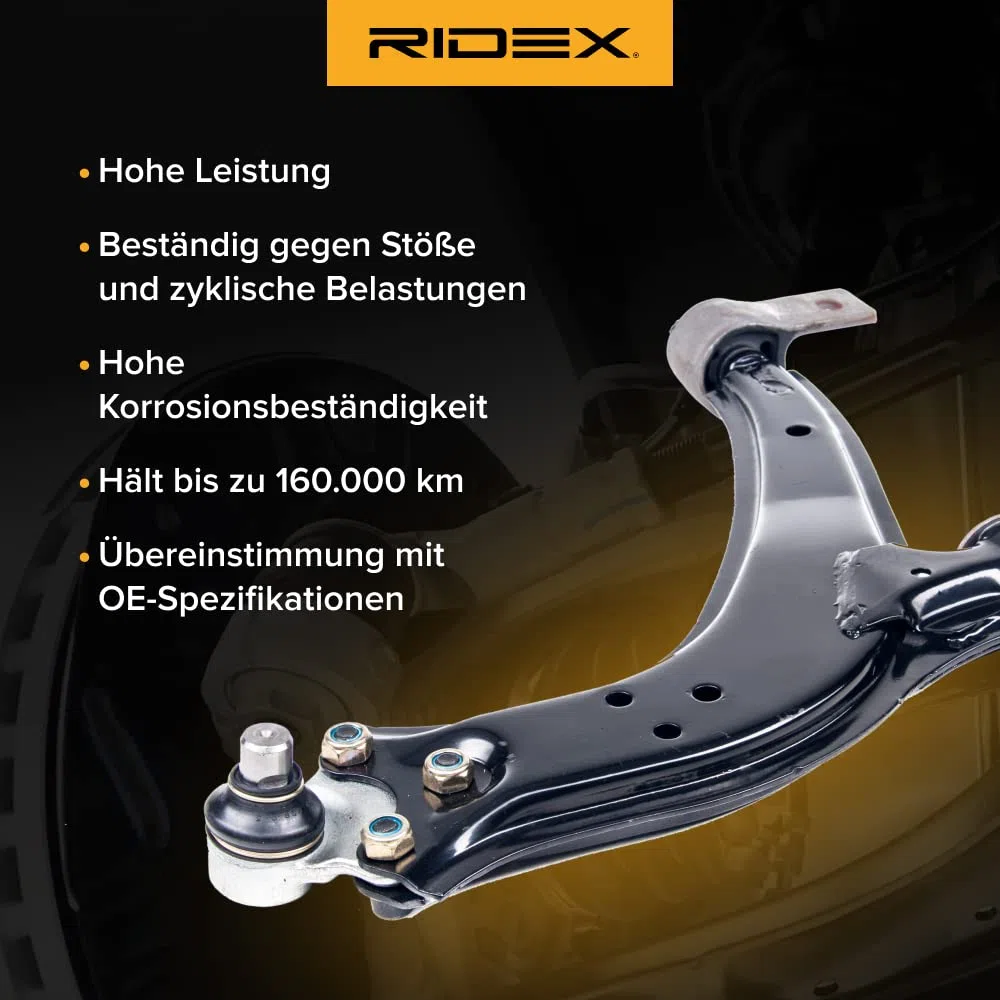 RIDEX 273C1245 Braccio oscillante sospensione ruota Anteriore Destra con cuscinetto in gomma Compatibilità con FIAT Freemont 345