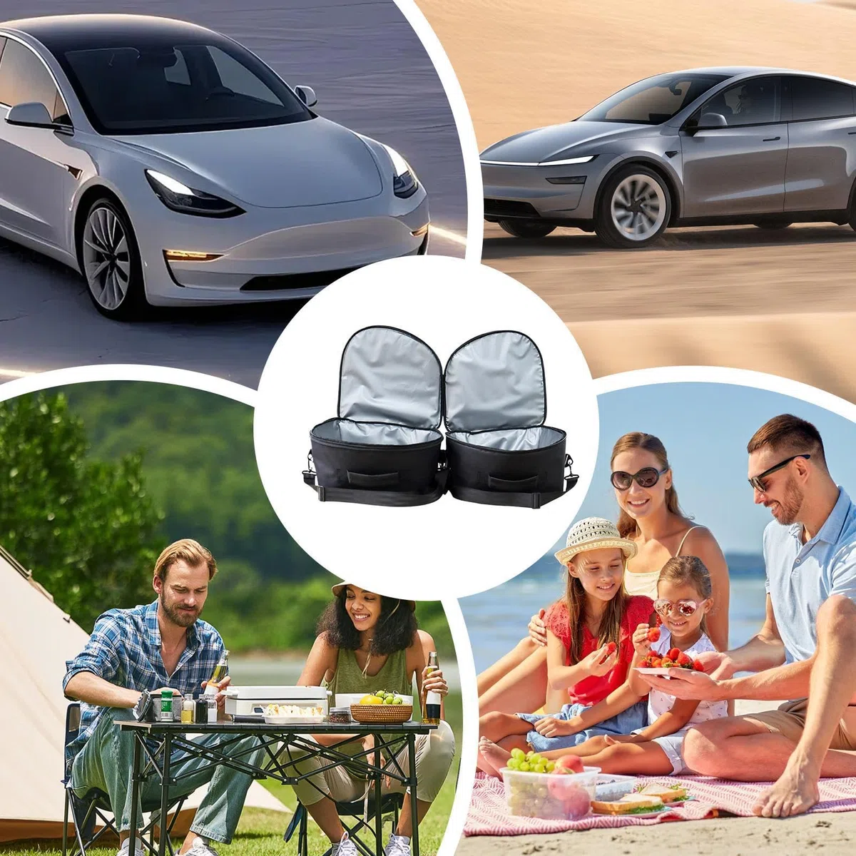 Borsa Portaoggetti Da Bagagliaio Anteriore 2 Pezzi Portatile Con Coperchio | Organizer Termico per Bagagliaio Per Vacanze, Barbecue, Lunghi Viaggi, Brevi Gite E Campeggio
