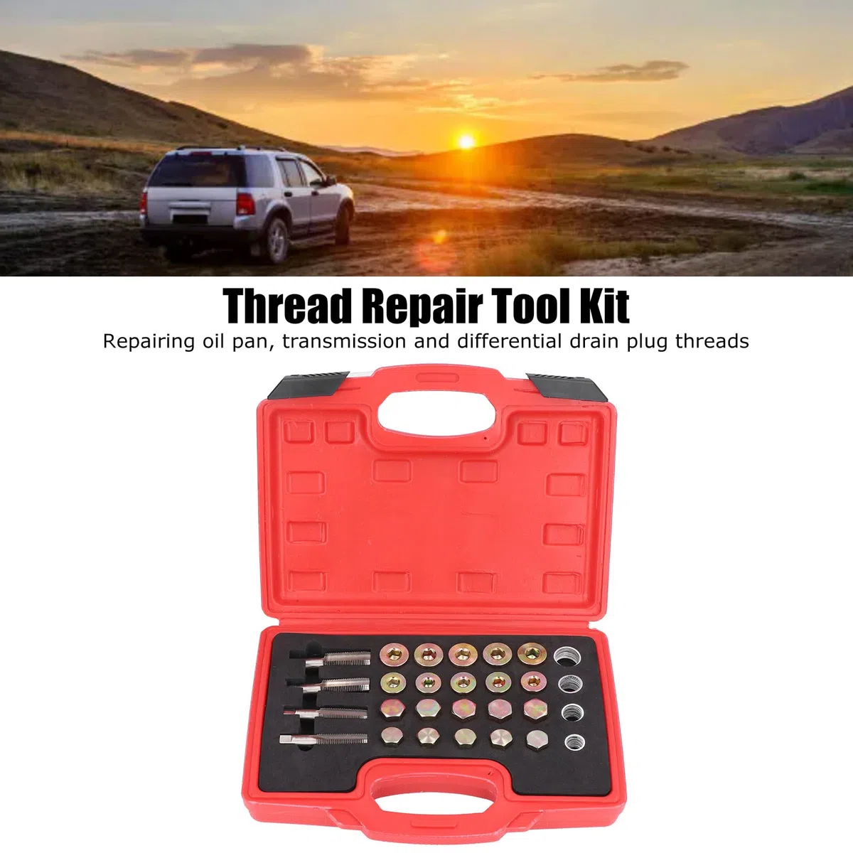 Srliya Kit di Riparazione Filettatura Coppa Olio Kit di Riparazione Filettatura Tappo Coppa Olio 64 Pezzi M13 M15 M17 M20 con 40 Rondelle 20 Tappi di Scarico 4 Rubinetti per