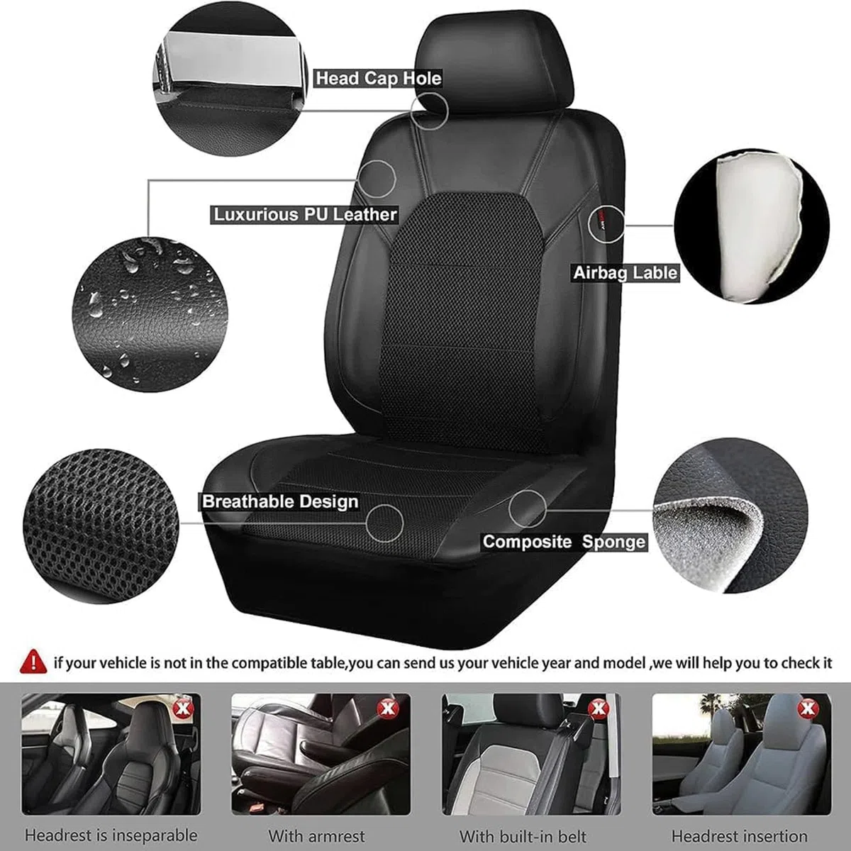 Auto Coprisedili per BMW Serie 1 E81 E82 E87 E88 F20 F21 F52 F40 Serie 2 F22 2000-2023，Copri Sedile Pelle Protezioni Sedile per Anteriori E Posteriori Traspirante Universali Accessori Auto