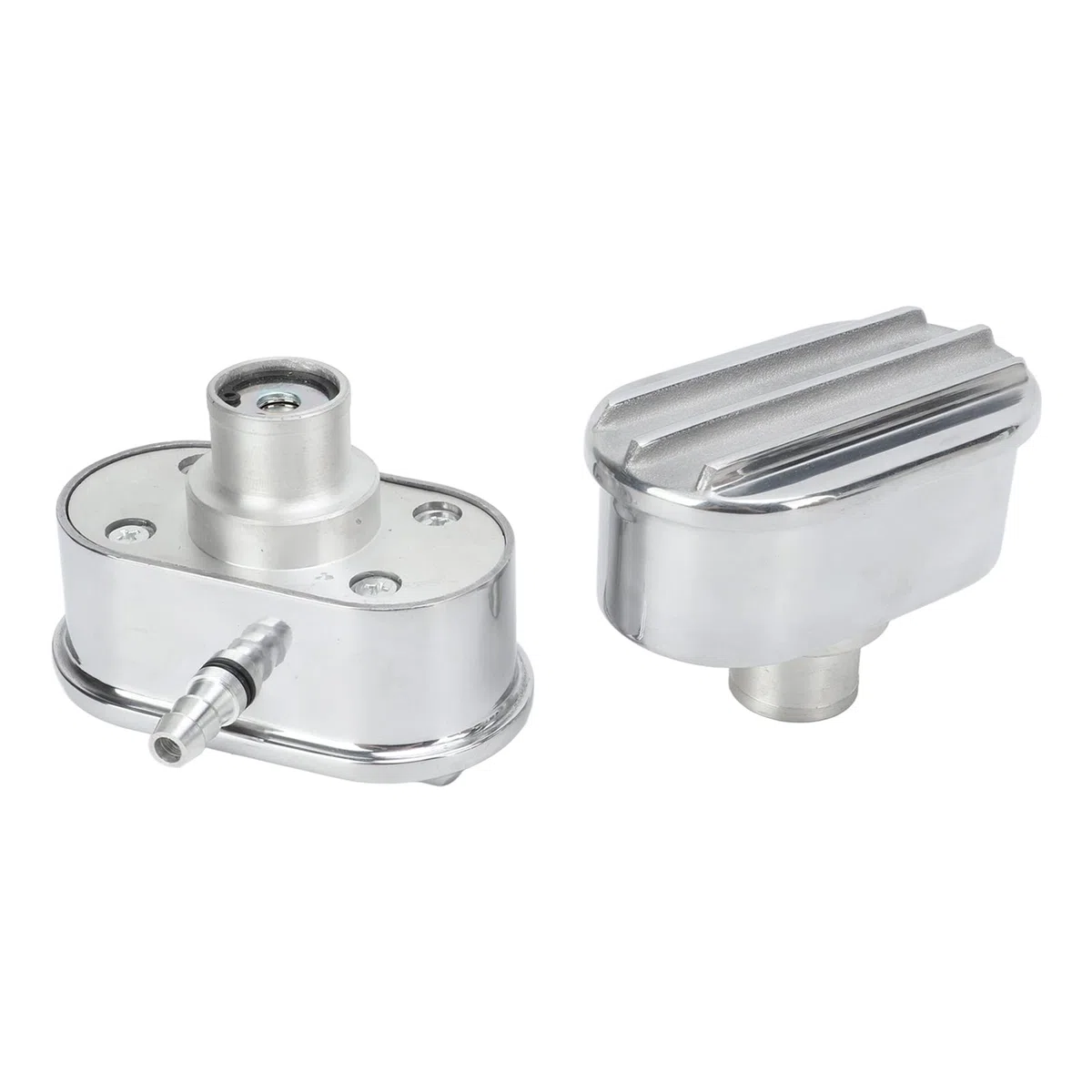 Sorandy Kit di Sfiato del Coperchio della Valvola in Alluminio, Design Alettato Lucidato, Sostituzione per le Prestazioni del Motore, 4 X 2-1/4 X 2 Pollici, Include Anelli di Tenuta