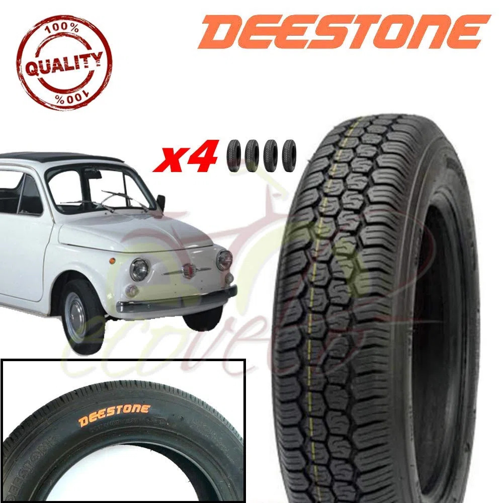 Deestone EGH12TXD Kit 4 Pneumatici 125-12C 4PR 62J TUBELESS TL per Ape P I A G G I O E Vecchia F I A T 500 Epoca Ruote GOMME COPERTONI