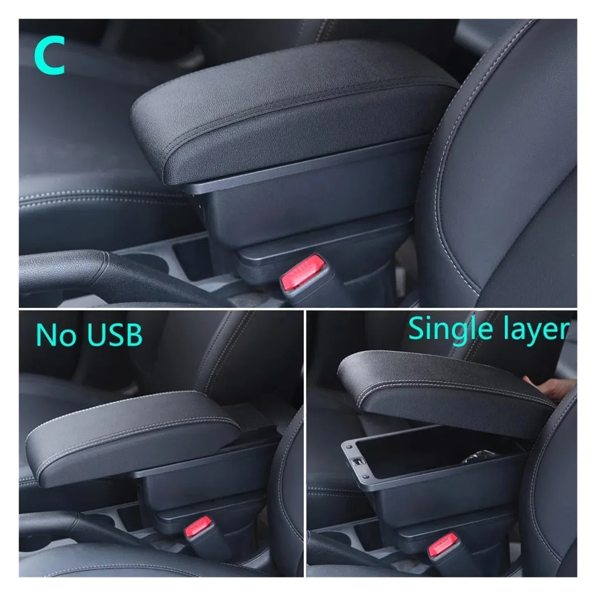 Bracciolo Per Suzuki Per Jimny JB23 JB43 1999-2013 2014 2015 2016 2017 Bracciolo Auto Parti Adattamento Bracciolo Scatola Portaoggetti Accessorio(C 1 Black red NO USB)