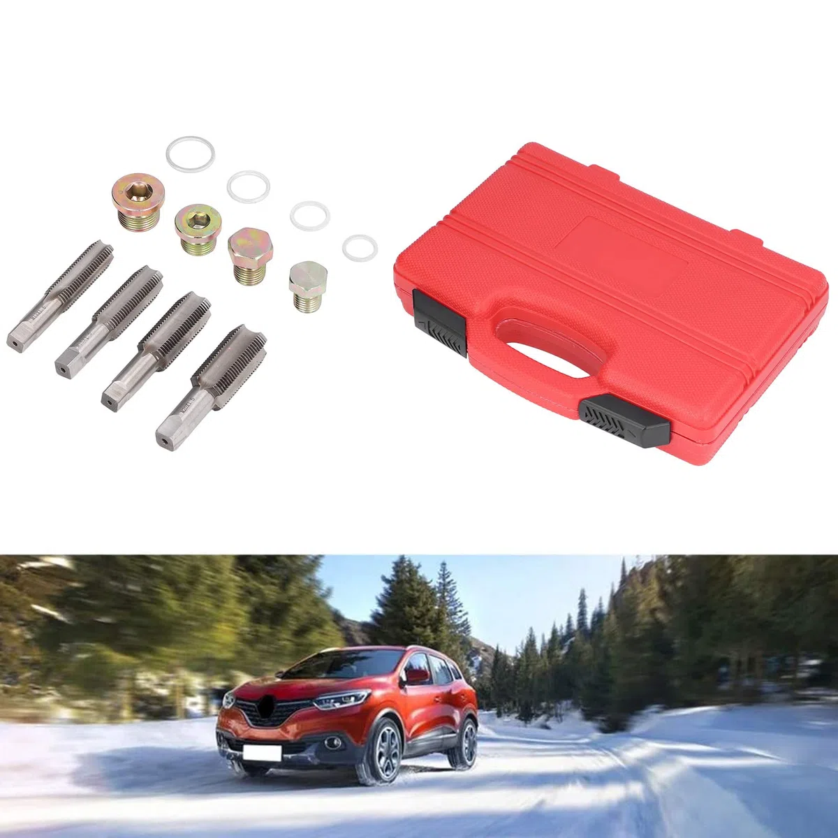 Srliya Kit di Riparazione Filettatura Coppa Olio Kit di Riparazione Filettatura Tappo Coppa Olio 64 Pezzi M13 M15 M17 M20 con 40 Rondelle 20 Tappi di Scarico 4 Rubinetti per