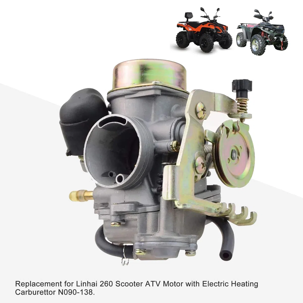 GOOFIT Carburatore Moto 30mm PD30J con Avviamento Elettrico sostituzione per Linhai 260 Motore Ciclomotore e Scooter Pit Bike ATV Quad Argento