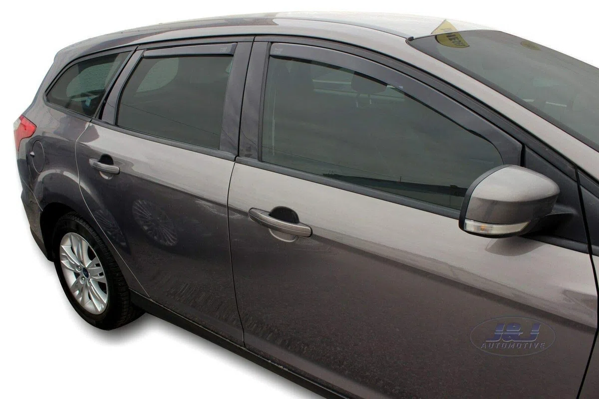 J&J AUTOMOTIVE Deflettori d'Aria per Ford Focus 3 Wagon 2010-2018, Set da 4 Pezzi, Nero Fumé Oscurato Heko