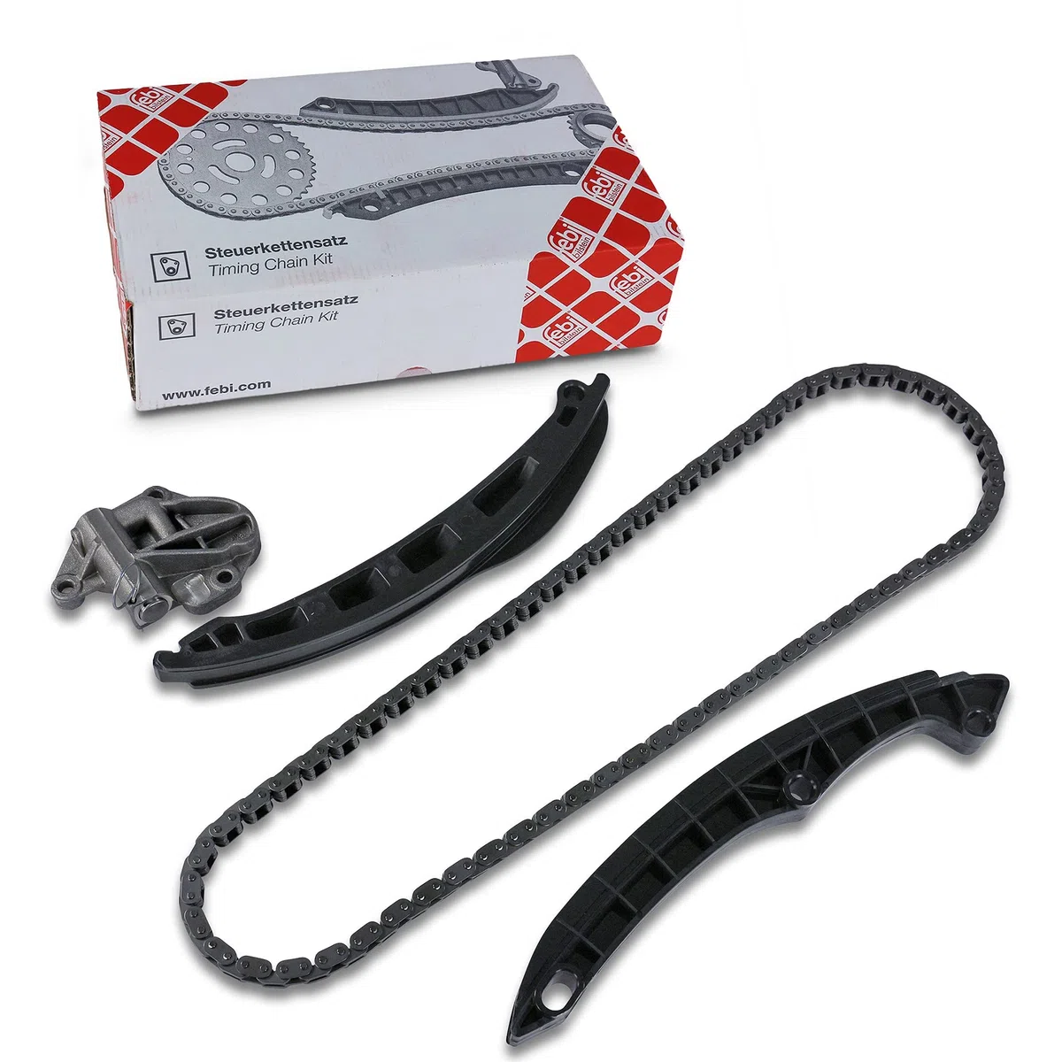 febi bilstein 102197 kit catena distribuzione per albero a camme, con guide di scorrimento e tendicatena, 1 unità