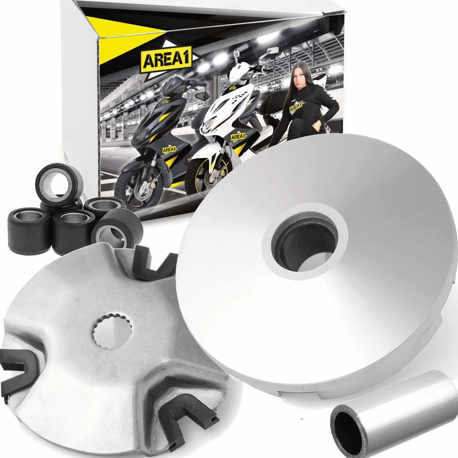 Area1 Kit Variomatik con cinghia trapezoidale e trasduttore per scooter con motore 50ccm 2T compatibile con Aerox Neos Jog Nitro Ovetto MachG Booster,