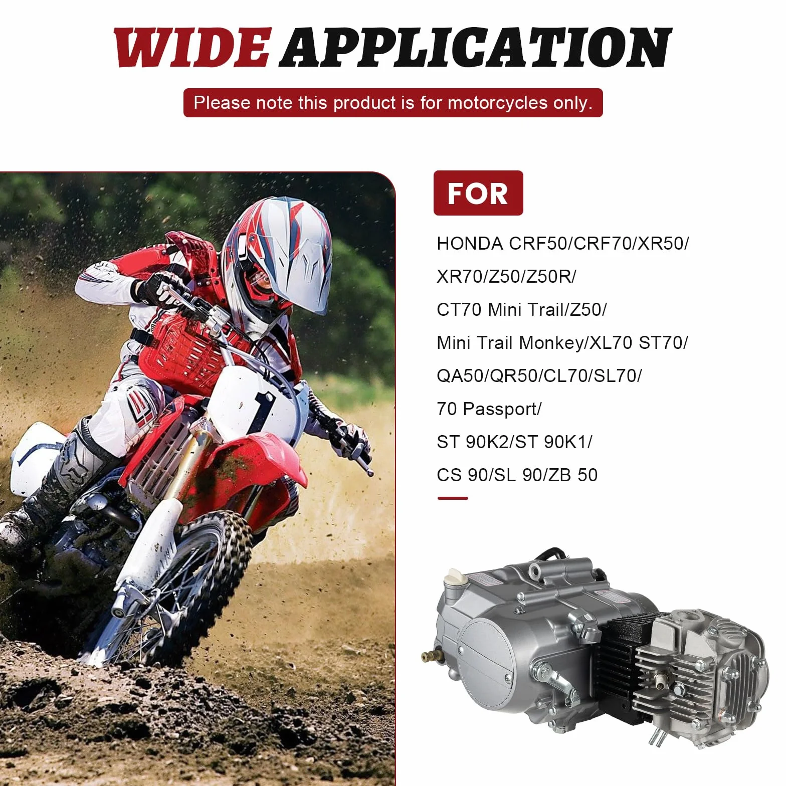Motore a 4 tempi, 4 marce, 125 cc, motore monolocilindrico raffreddato ad aria, con Accensione CDI e serbatoio da 30,43 once per multi modelli di moto